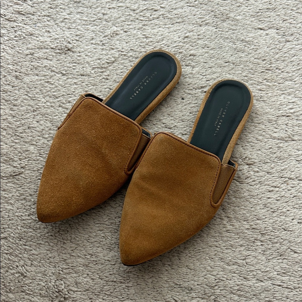 Oliver Cabell Tan Suede Mules